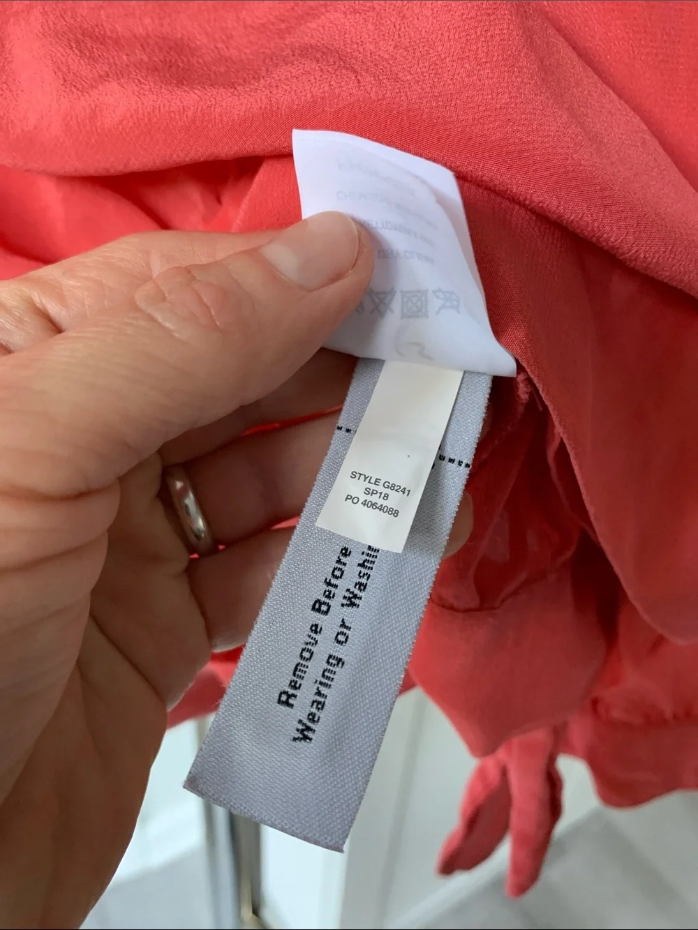 Madewell Coral-Red Silk Wrap Blouse with Tie Waist, Size XS.